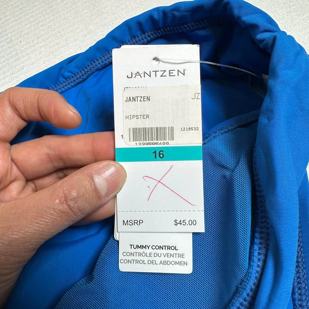 Jantzen Royal Blue Tummy‎ Control Hipster Swimsuit Bikini Bottoms Size 16 NWT
